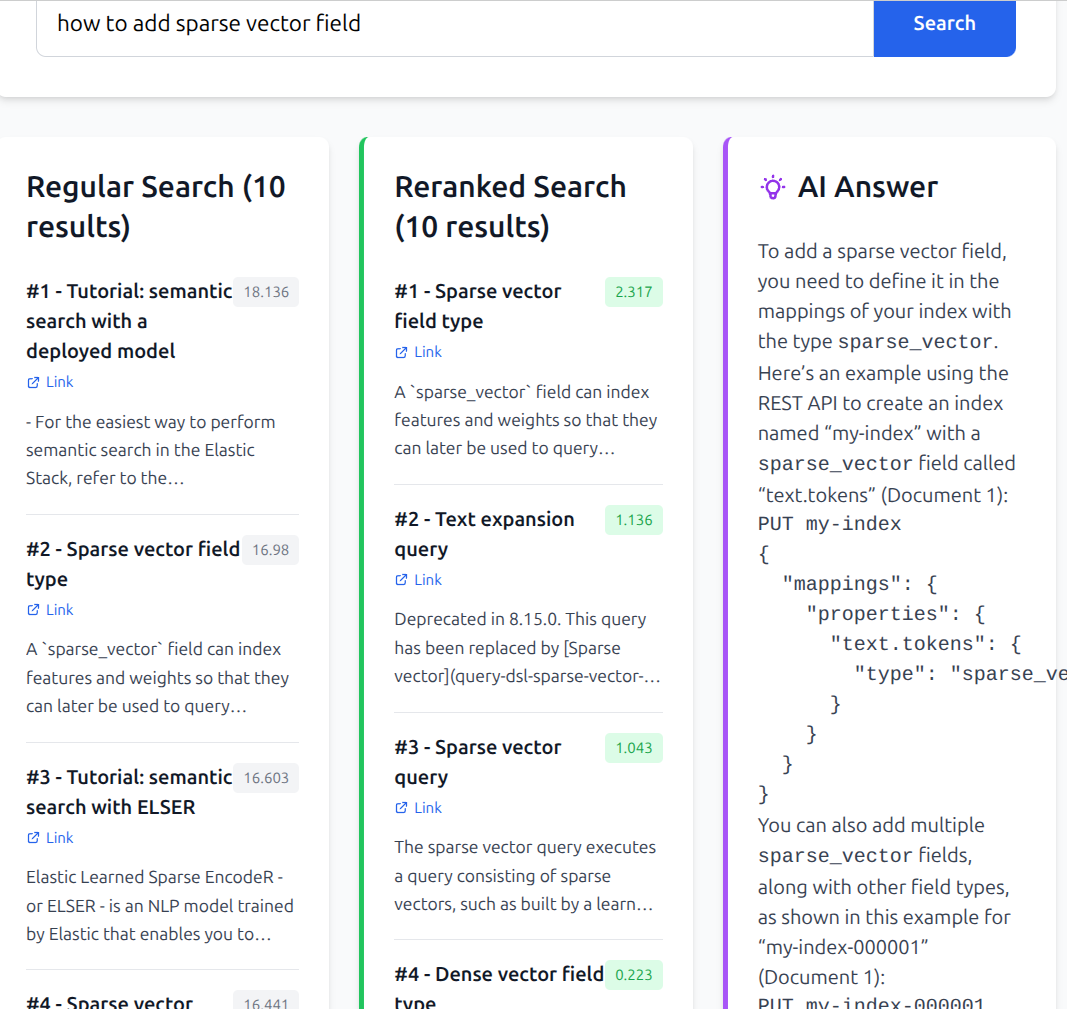 RAG sparse vector field